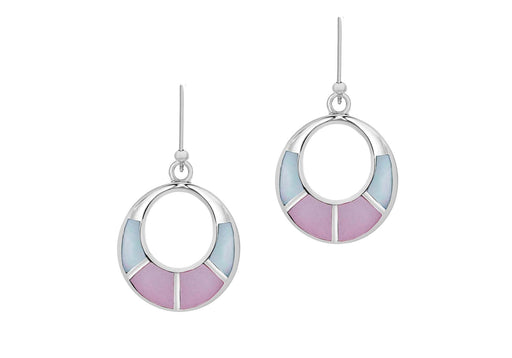 Sterling Silver Pink & Blue Enamel Set Drop Earrings