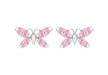 Sterling Silver Pink Zirconia Butterfly Stud Earrings