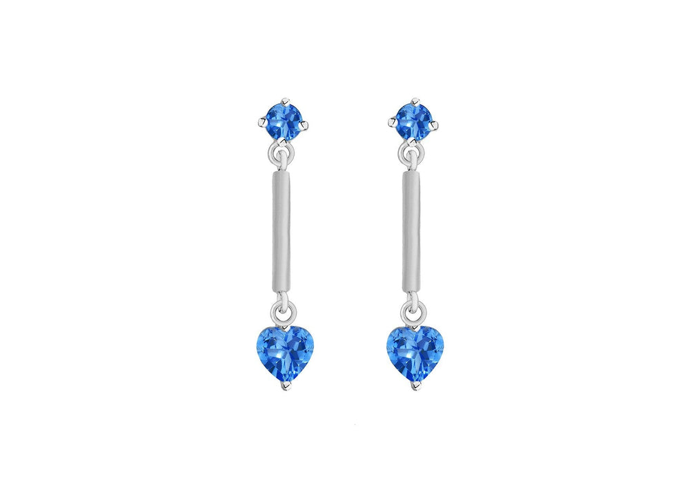 Sterling Silver Blue Stone Set Stick Drop Earrings 