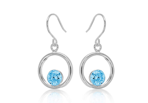 SILVER ROUND BLUE Zirconia  DRP ERing