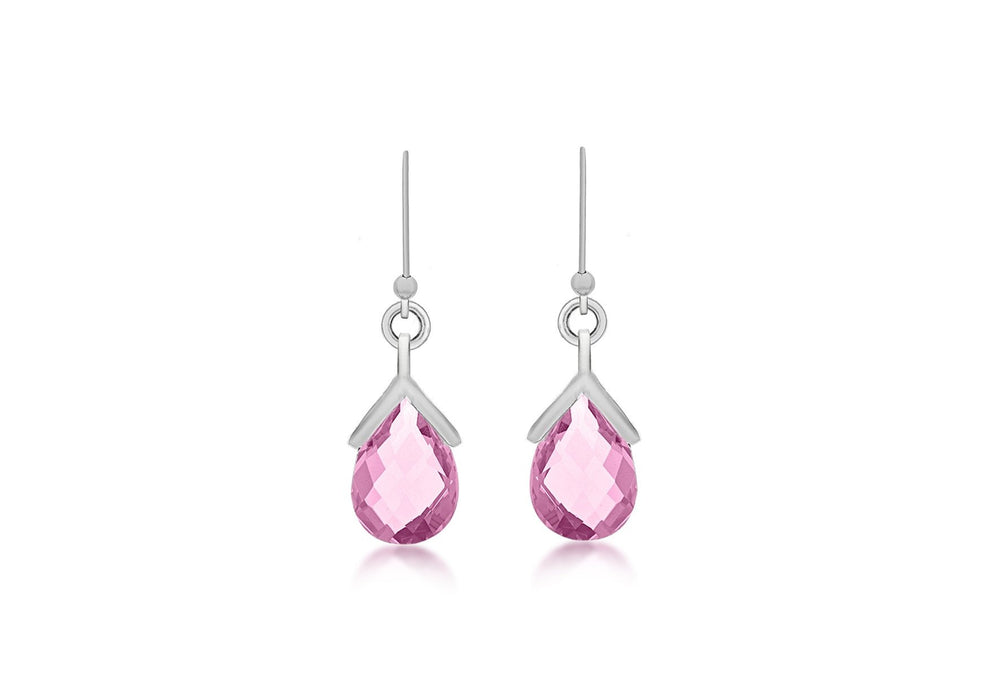 Sterling Silver Rose Quartz Drop Earrings 