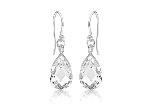 Sterling Silver White Zirconia  Stone Set FacetedDropper Earrings