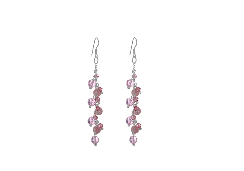 SILVER PINK STONE DROP EARRing