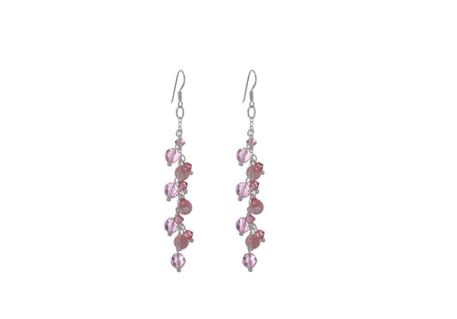 SILVER PINK STONE DROP EARRing