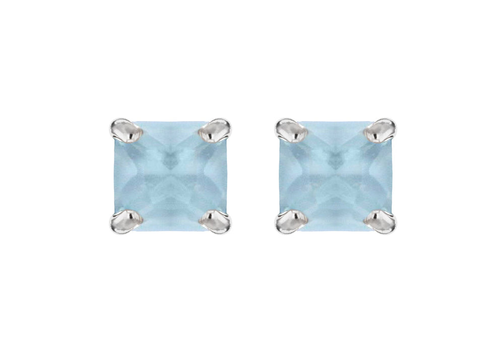 SILVER 5MM SQ AQUA Crystal  ST ER9