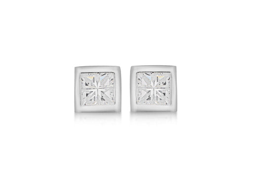 Sterling Silver Zirconia Square Stud Earrings