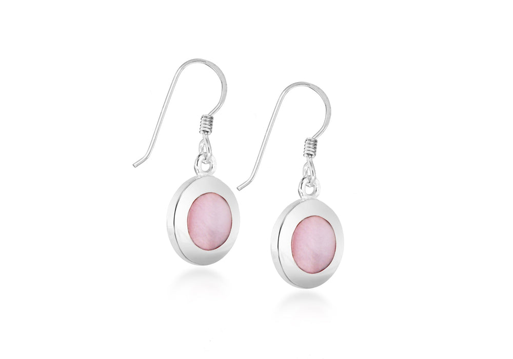 Sterling Silver Pink Mother of Pearl Drop Earrings