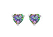 Sterling Silver Rhodium Plated Aurora Heart Shaped Zirconia  Earrings