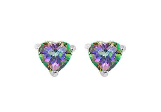 Sterling Silver Rhodium Plated Aurora Heart Shaped Zirconia  Earrings