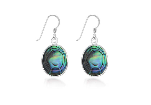 Sterling Silver 12.4mm x 32.5mm Oval Paua Shell Drop Earrings