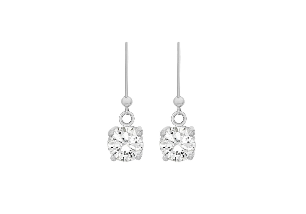 Sterling Silver Zirconia  Stone Set Round Drop Earrings