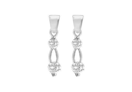 Sterling Silver White Zirconia  Stone Set Drop Earrings