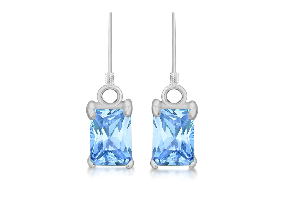 Sterling Silver Blue Zirconia  Drop Earrings