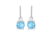 Sterling Silver Round Blue Stone Set Drop Earrings 