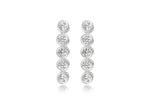 Sterling Silver 4mm Round Zirconia  Drop Stud Earrings