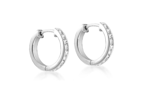 Sterling Silver 12mm Zirconia  Huggy Earrings