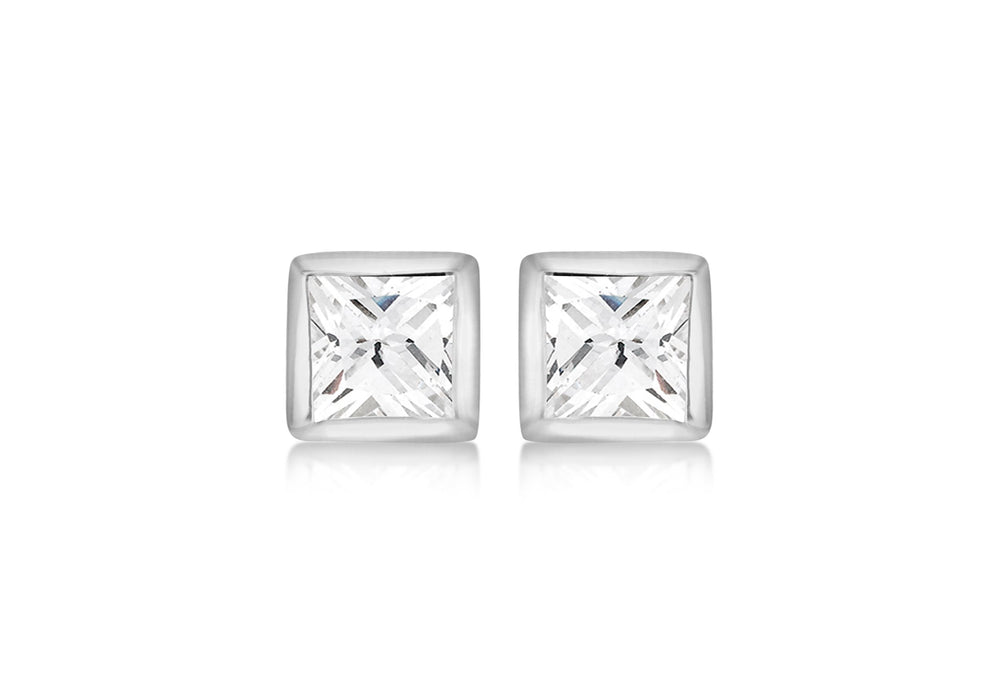 SILVER 5X5 W/Zirconia  SQUARE EARRing