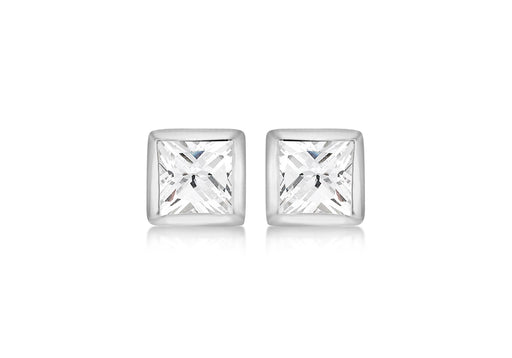 SILVER 5X5 W/Zirconia  SQUARE EARRing