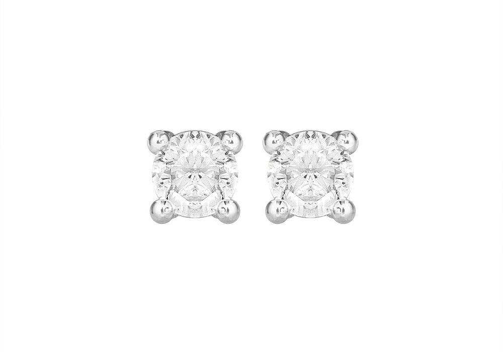 Sterling Silver 4mm Zirconia  Stud Earrings