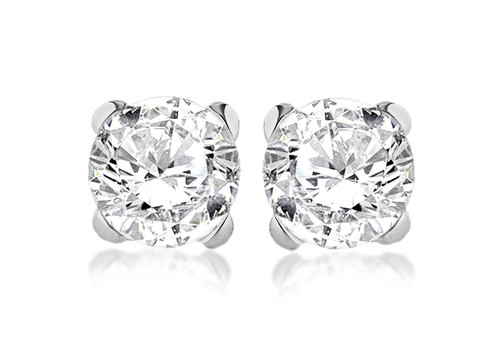 Sterling Silver 10mm Round Zirconia  Stud Earrings