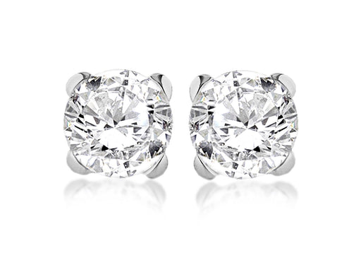 Sterling Silver 10mm Round Zirconia  Stud Earrings