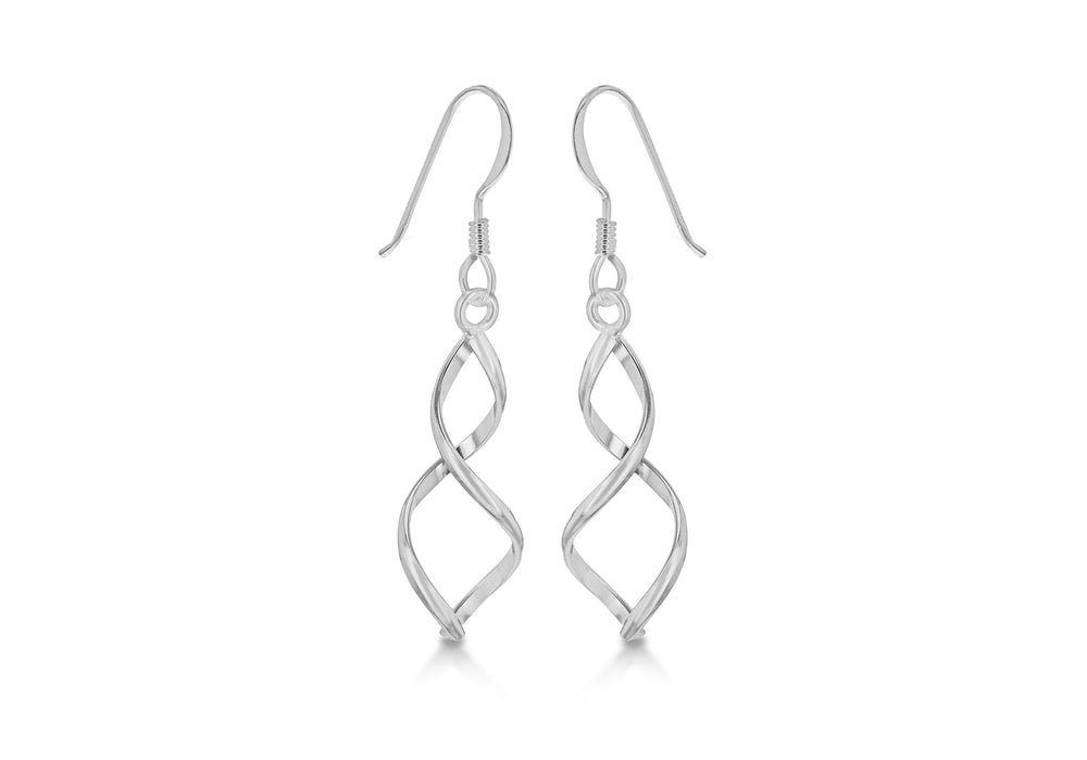 Sterling Silver Crossover Wire Drop Earrings 