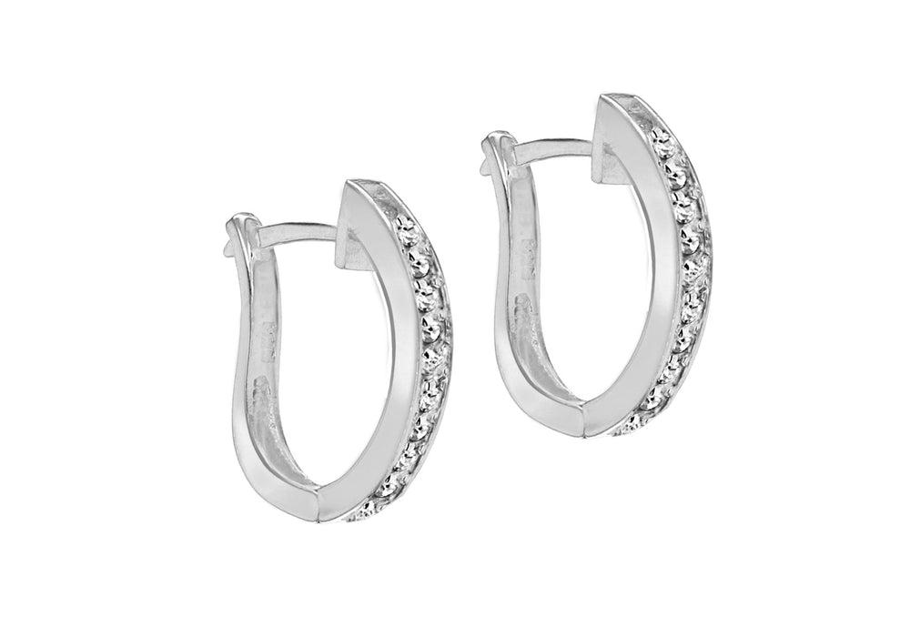 Sterling Silver Channel Set Huggy Earrings