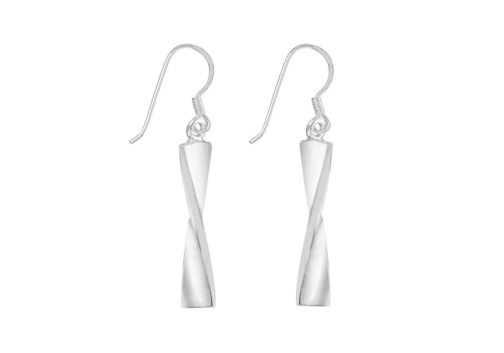 Sterling Silver Half Twist Bar Drop Earrings