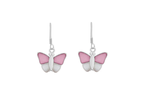 Sterling Silver Mother of Pearl Butterfly Drop Earrings