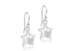 Sterling Silver White Zirconia Star & Heart Drop Earrings 