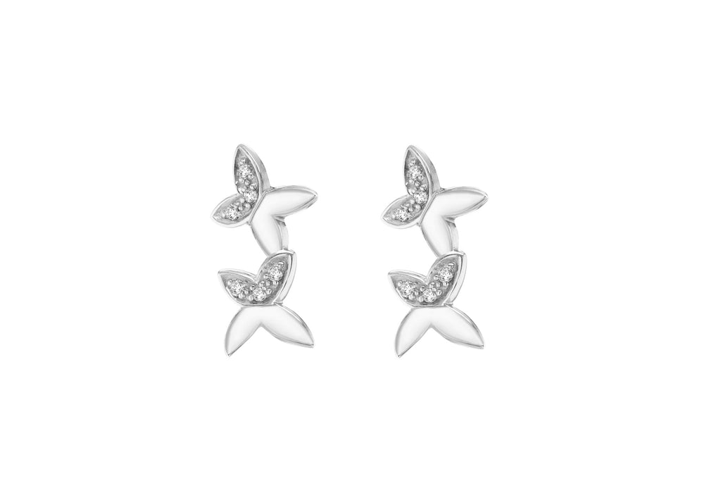 SILVER RHO DBL Zirconia  BFLY STUD ER9