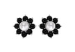 Sterling Silver Pearl & Onyx Flower Cluster Stud Earrings 