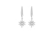 Sterling Silver Rhodium Plated Zirconia  Stone Set Star Drop Earrings