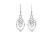 Sterling Silver Zirconia  Double Ellipse Drop Earrings