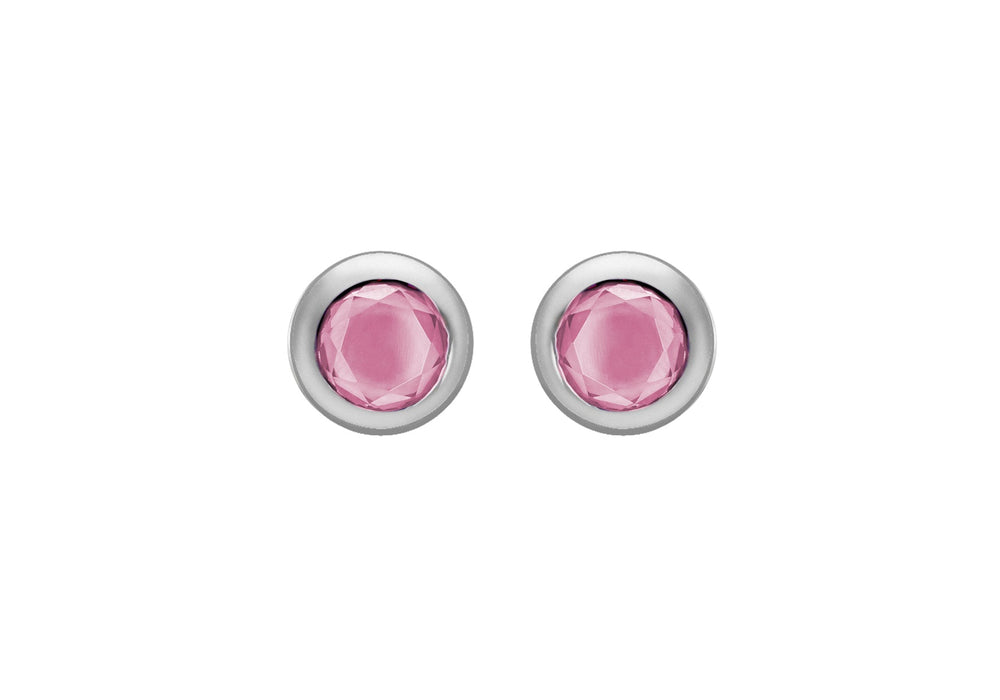 SILVER PINK Zirconia  RUBOVER STUD ER9