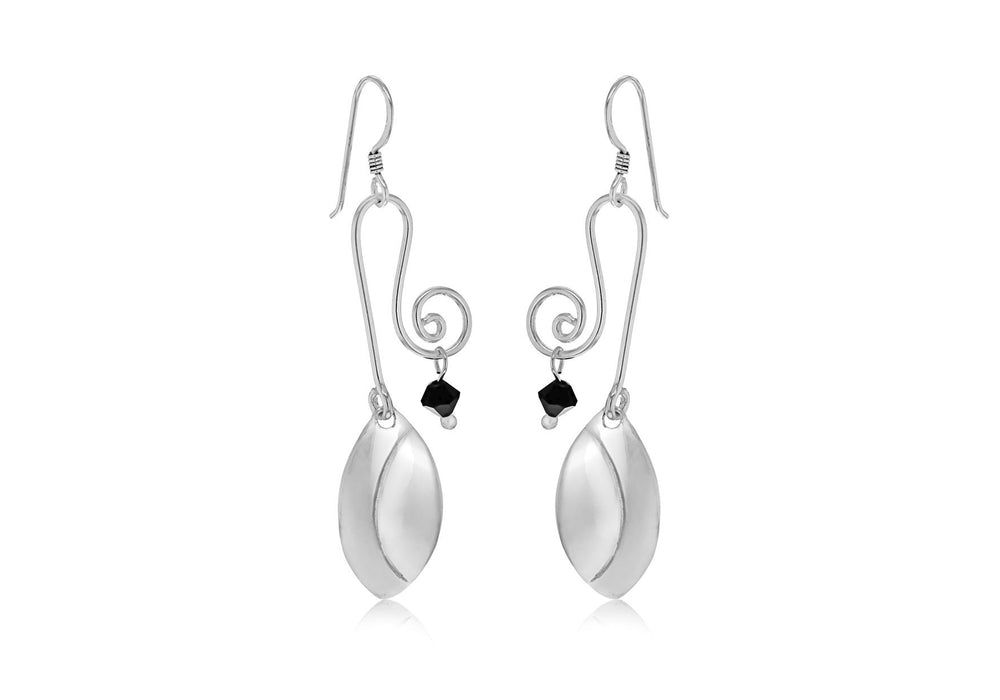 Sterling Silver & Black Onyx Tear Swirler Earrings