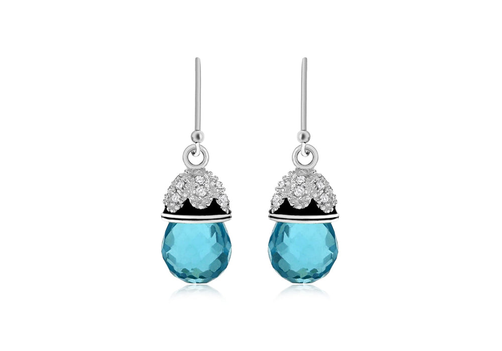 Sterling Silver Aqua Stone Set Drop Earrings