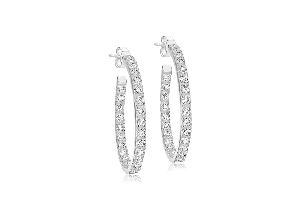 Sterling Silver Zirconia  Creole Earrings