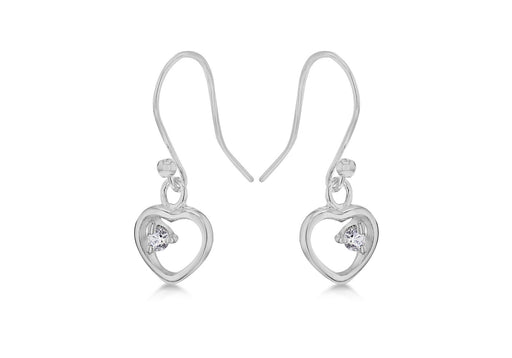 Sterling Silver Open Heart CZ Set Drop Earrings 