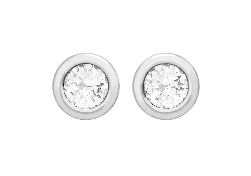 SILVER ROUND Zirconia  STUD EARRing