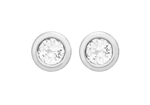 SILVER ROUND Zirconia  STUD EARRing