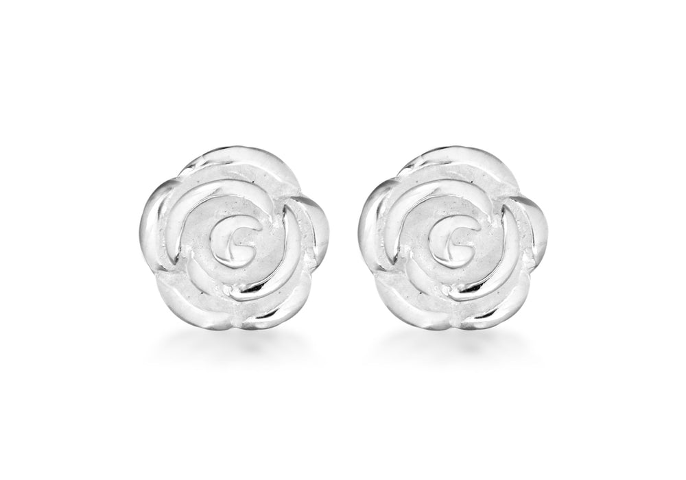 Sterling Silver 8mm Rose Stud Earrings