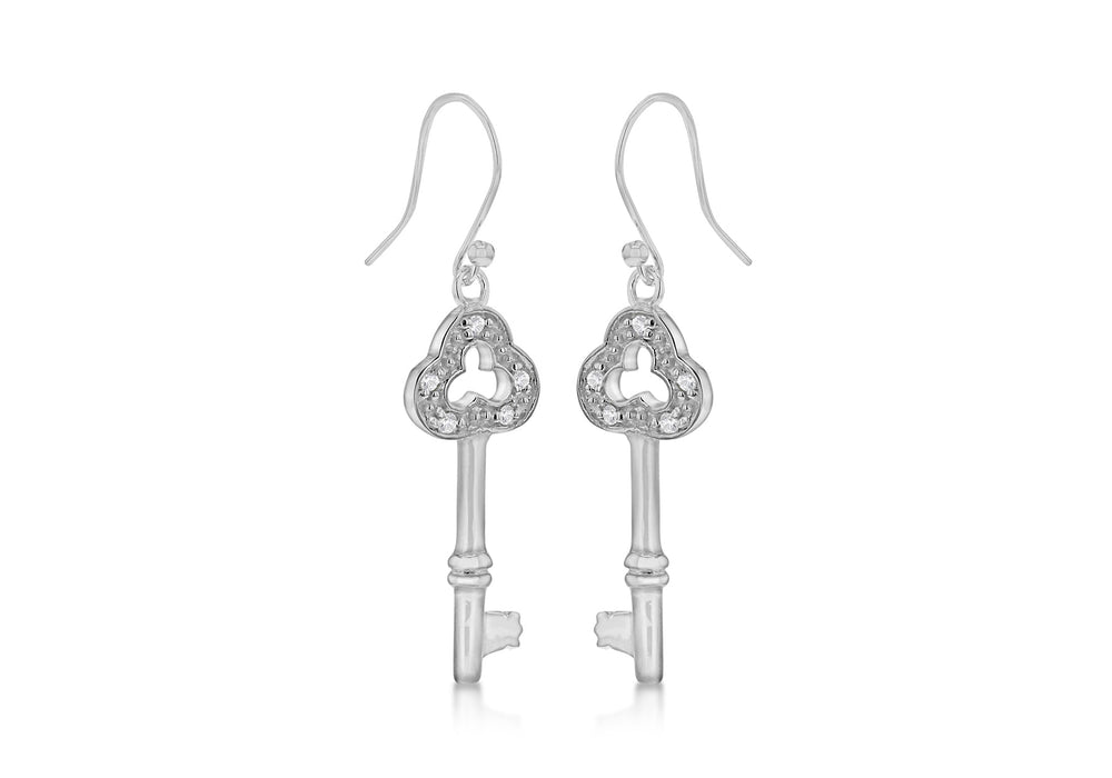 SILVER MEDIUM KEY DROP EARRing