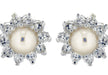 Sterling Silver Pearl & White Zirconia Cluster Stud Earrings