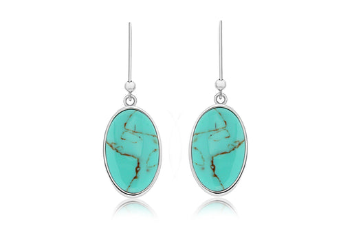 Sterling Silver & Turquoise Oval Drop Earrings