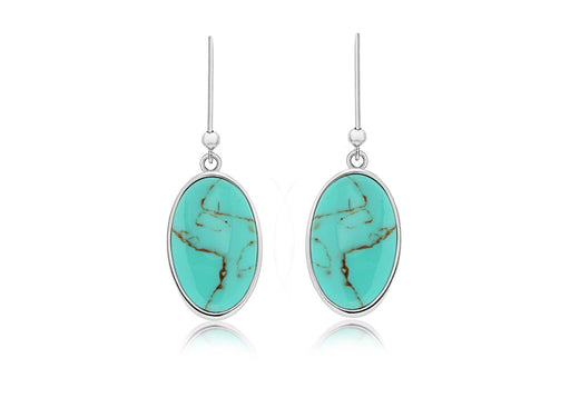 Sterling Silver & Turquoise Oval Drop Earrings 