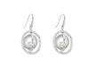 Sterling Silver Rhodium Plated Spinning Pearl Drop Earrings