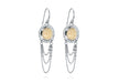 Sterling Silver Rhodium Plated Ivory Coloured Stone Graduated Chain Drop Earrings