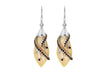 Sterling Silver Rhodium Plated Smoked Topaz Crystal & Bone Drop Earrings