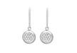 Sterling Silver Rhodium Plated Pave Set Zirconia  Disc Drop Earrings